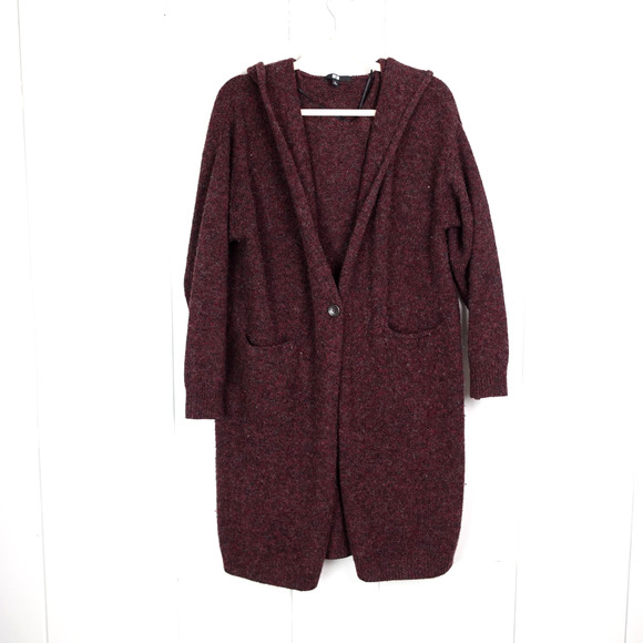 Uniqlo Cardigan Womens SZ S Wool Hooded Button Front Long Relaxed Cozy Modern - Picture 1 of 12